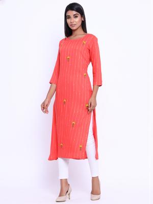 embellished straight kurta - 17370078 - Standard Image - 2