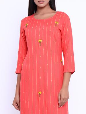 embellished straight kurta - 17370078 - Standard Image - 4