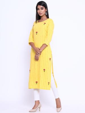 embellished straight kurta - 17370079 - Standard Image - 2