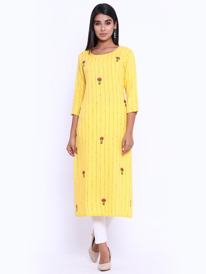 embellished straight kurta - 17370079 - Zoom Image - 1