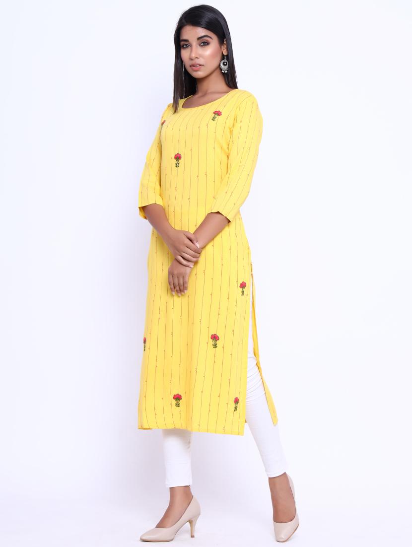 embellished straight kurta - 17370079 - Zoom Image - 2