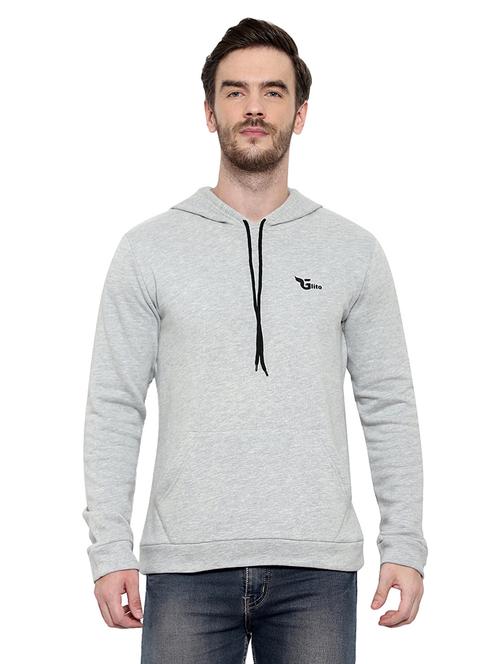 grey solid fleece sweatshirt - 17370151 - Standard Image - 1