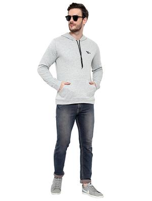 grey solid fleece sweatshirt - 17370151 - Standard Image - 5