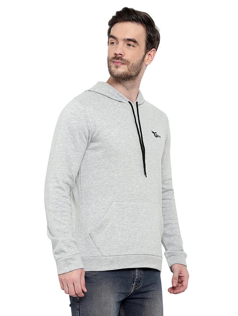 grey solid fleece sweatshirt - 17370151 - Zoom Image - 2