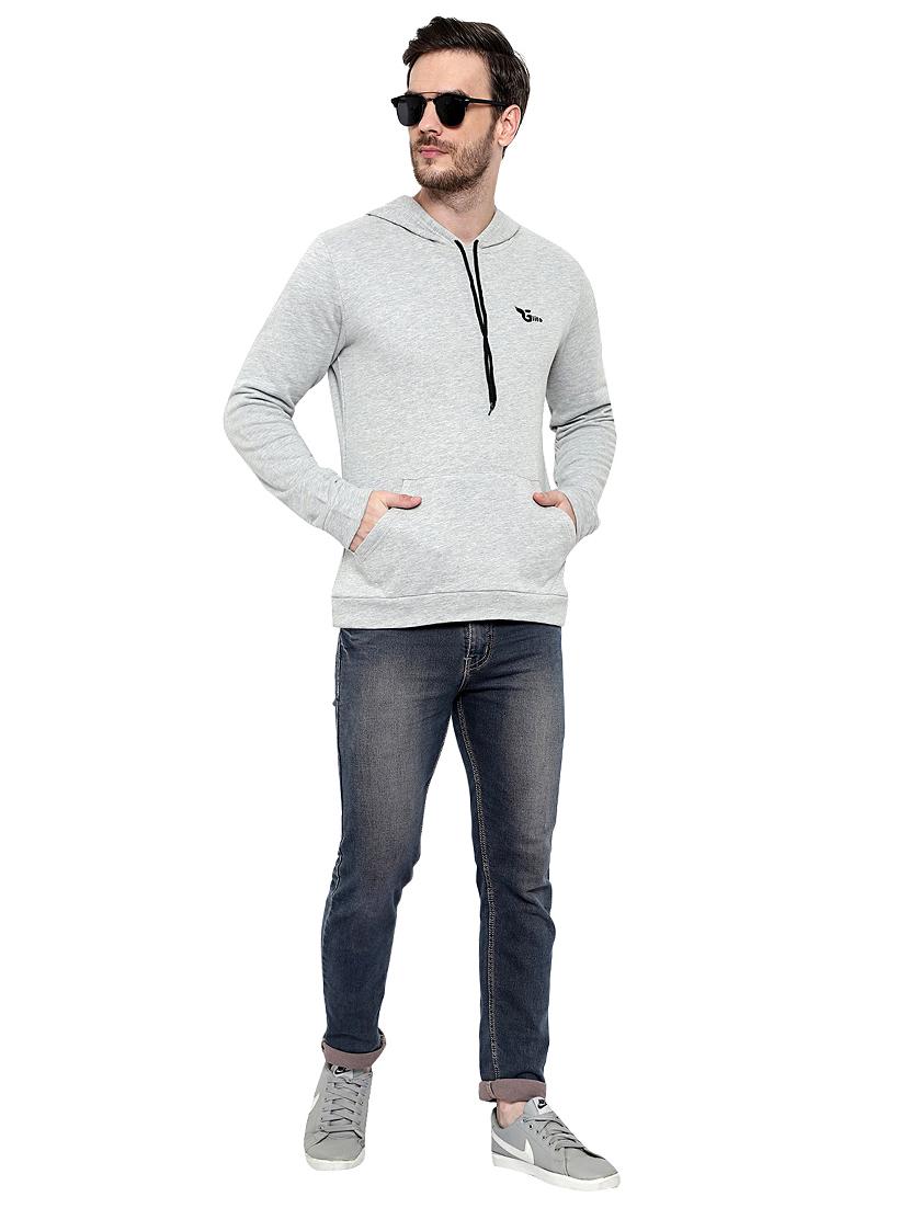 grey solid fleece sweatshirt - 17370151 - Zoom Image - 5