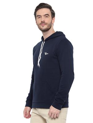 navy blue solid fleece sweatshirt - 17370249 - Standard Image - 2