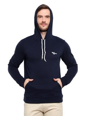 navy blue solid fleece sweatshirt - 17370249 - Standard Image - 3