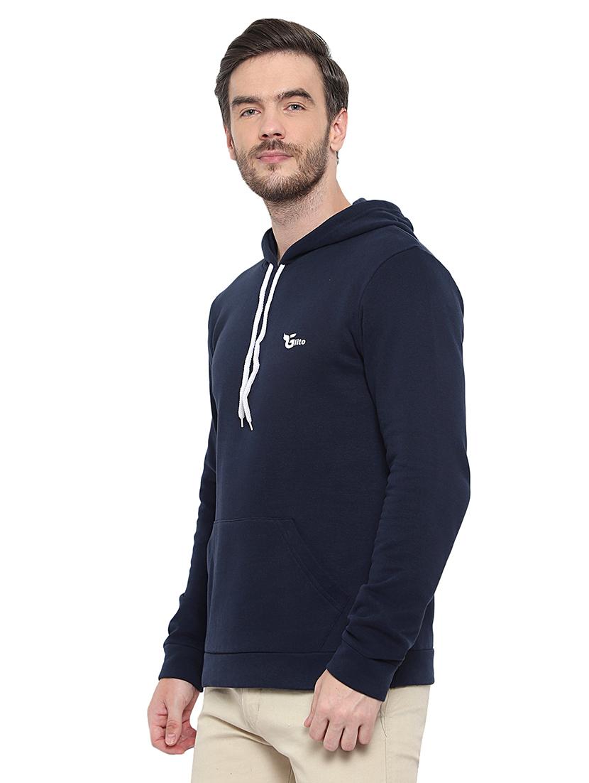 navy blue solid fleece sweatshirt - 17370249 - Zoom Image - 2