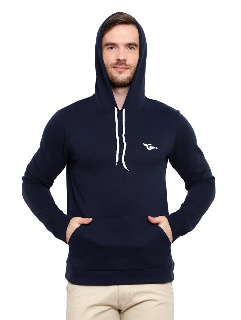navy blue solid fleece sweatshirt - 17370249 - Zoom Image - 3