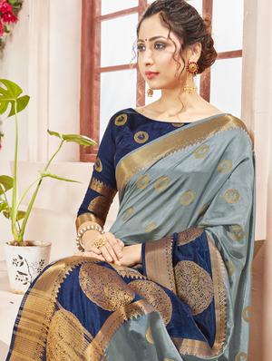 banarasi woven saree with blouse - 17370256 - Standard Image - 2
