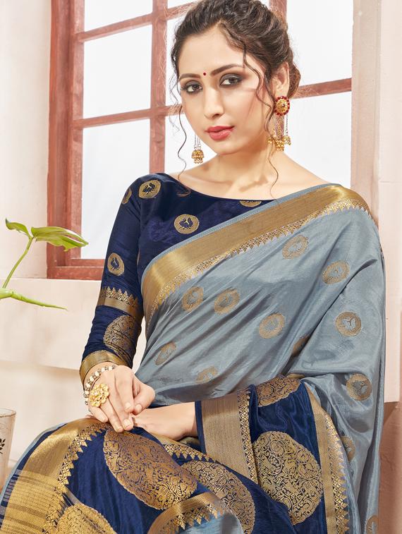 banarasi woven saree with blouse - 17370256 - Zoom Image - 3