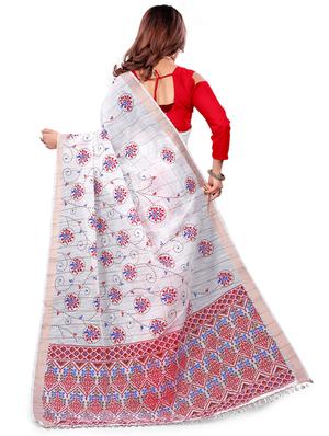 floral block printed saree with blouse - 17370434 - Standard Image - 2