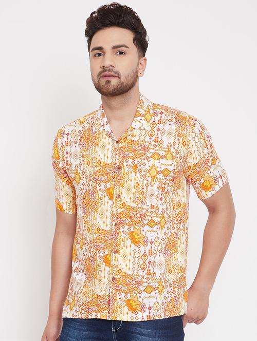 yellow printed casual shirt - 17370534 - Standard Image - 1