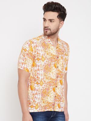 yellow printed casual shirt - 17370534 - Standard Image - 2