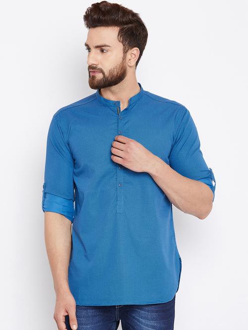blue printed short kurta - 17370615 - Very Small Image - 1