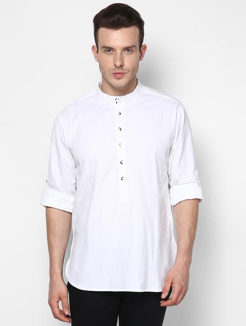 white self design short kurta - 17370656 - Very Small Image - 1