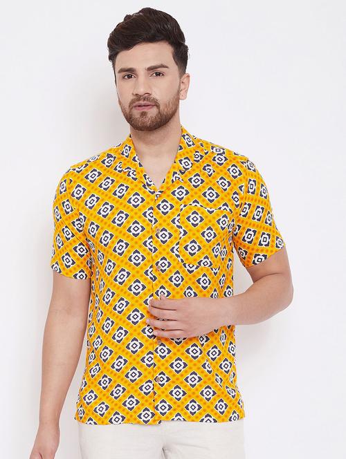 yellow printed casual shirt - 17370684 - Standard Image - 1