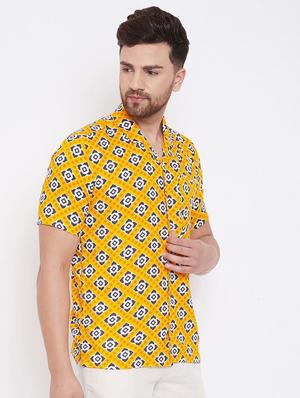 yellow printed casual shirt - 17370684 - Standard Image - 2