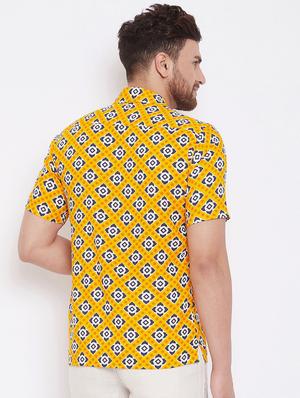 yellow printed casual shirt - 17370684 - Standard Image - 3