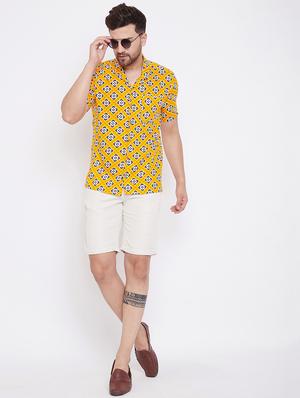 yellow printed casual shirt - 17370684 - Standard Image - 4