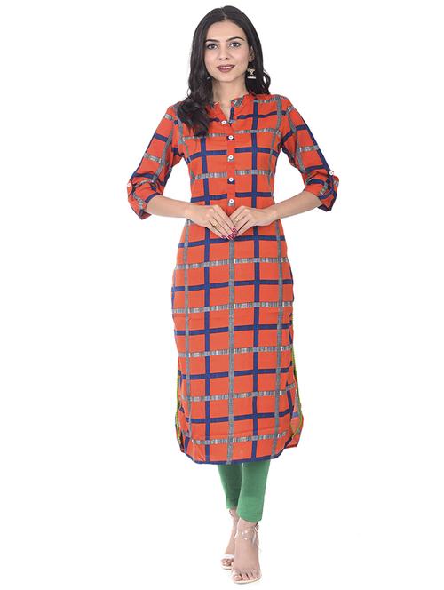 checkered straight kurta - 17370791 - Standard Image - 1