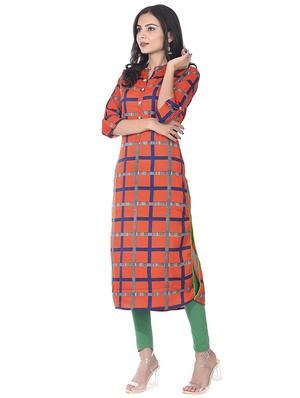 checkered straight kurta - 17370791 - Standard Image - 2