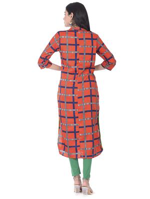 checkered straight kurta - 17370791 - Standard Image - 3