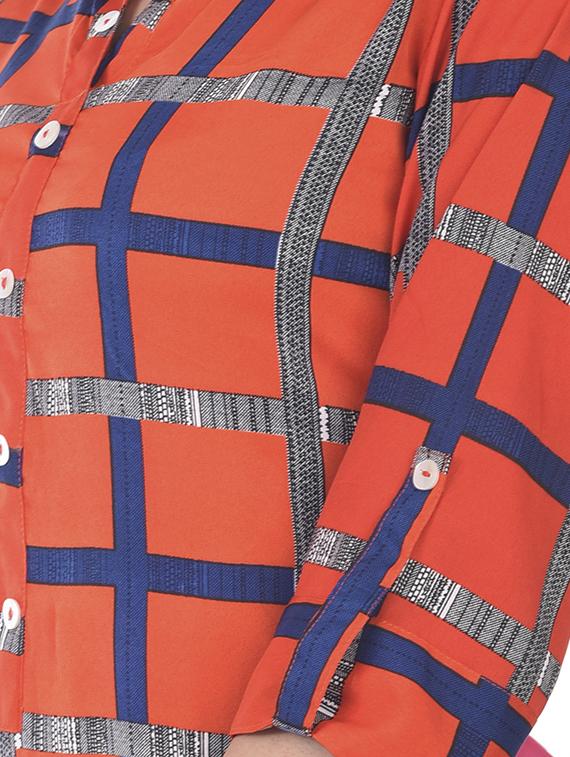 checkered straight kurta - 17370791 - Zoom Image - 4