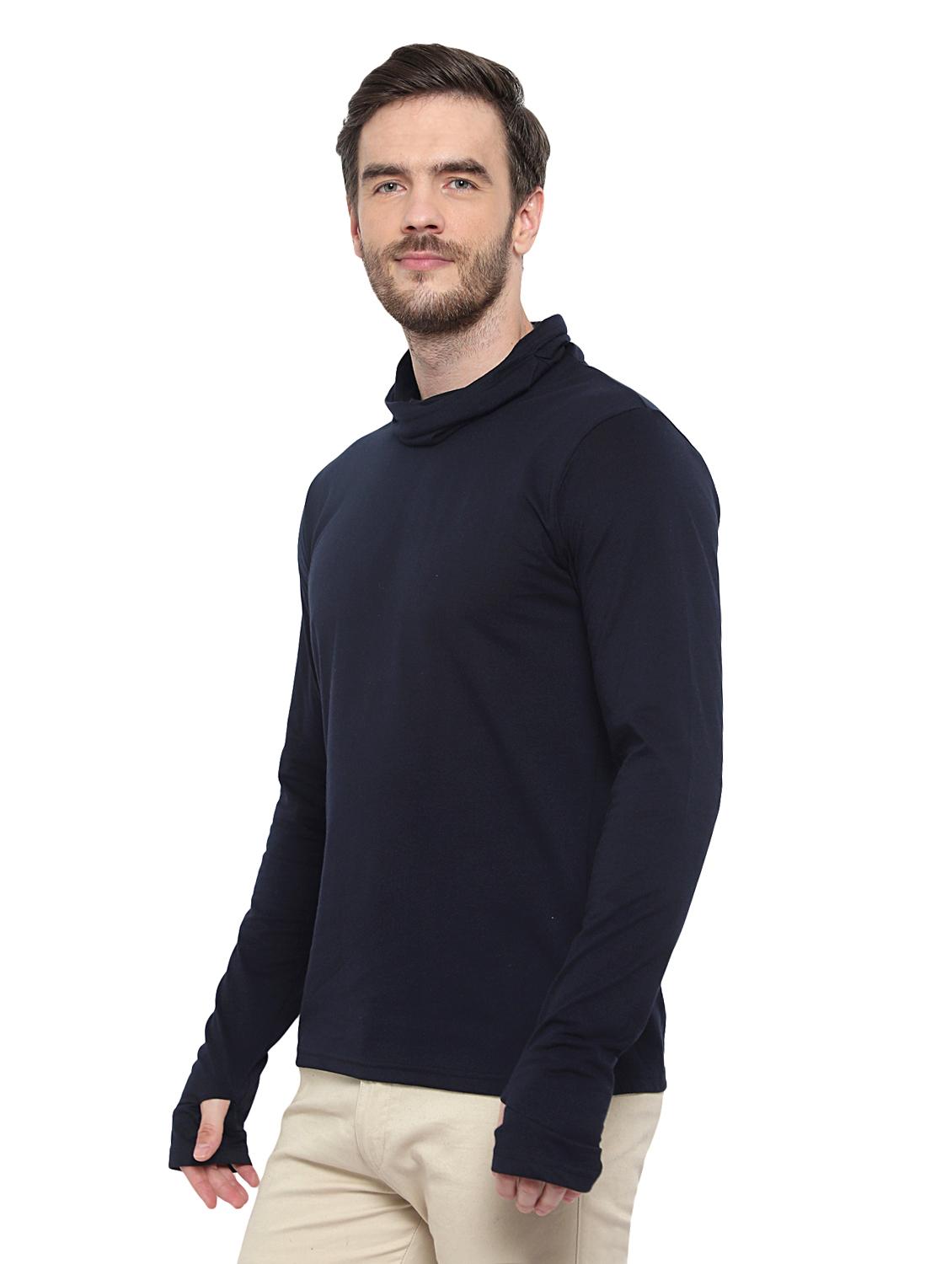 navy blue solid thumb hole t-shirt - 17371181 - Zoom Image - 2
