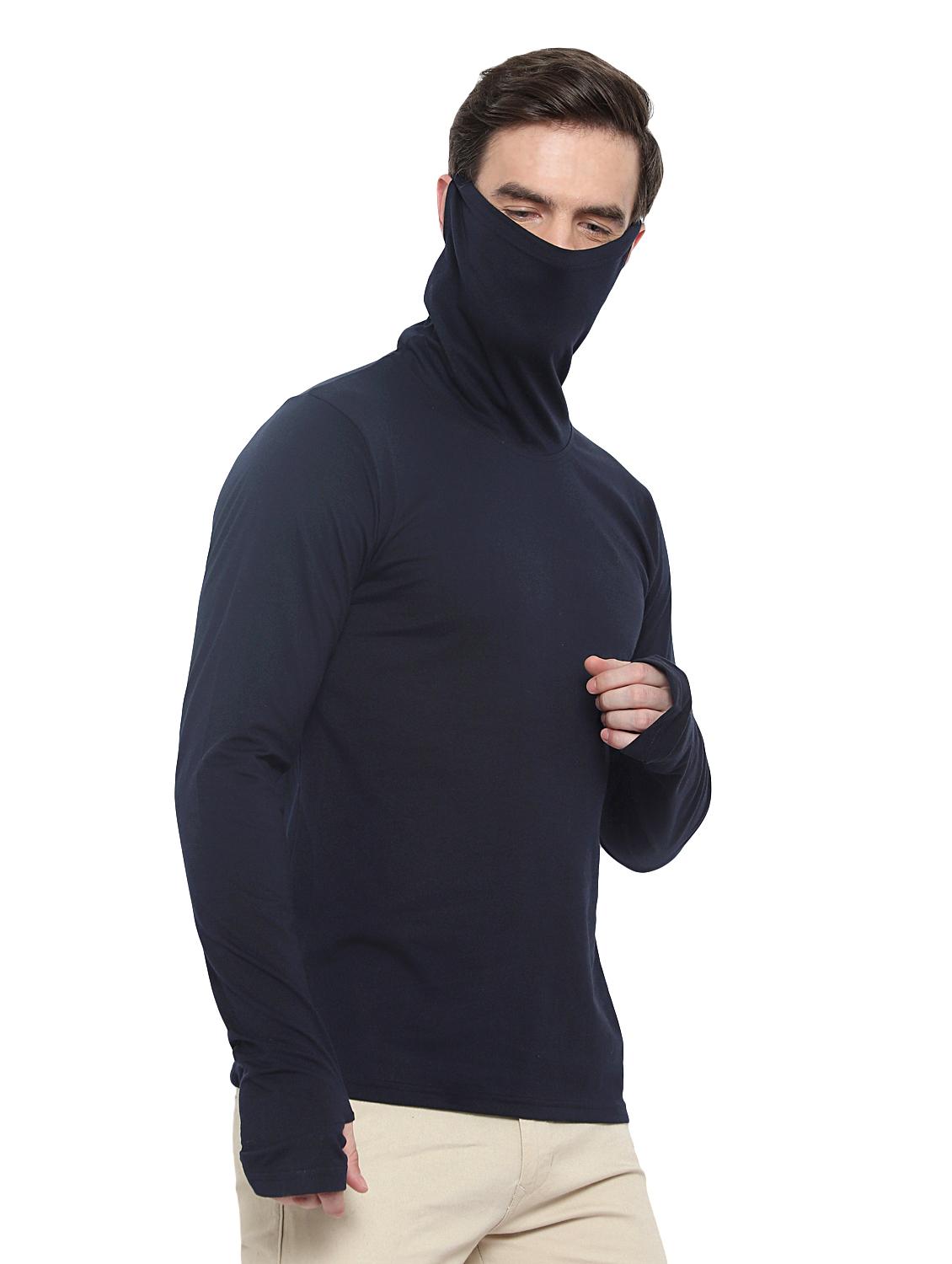 navy blue solid thumb hole t-shirt - 17371181 - Zoom Image - 3