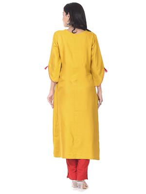 gota work solid straight kurta - 17371348 - Standard Image - 3