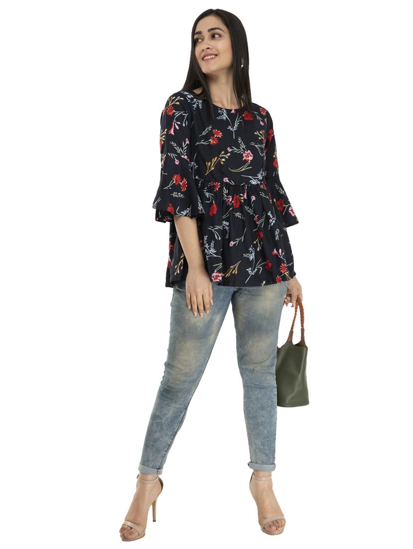 bell sleeves floral top - 17371460 - Zoom Image - 4