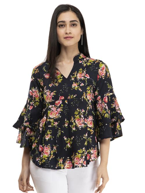 bell sleeves floral top - 17371461 - Standard Image - 1