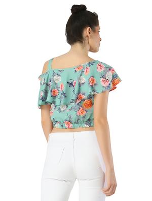 single cold shoulder floral top - 17371530 - Standard Image - 3