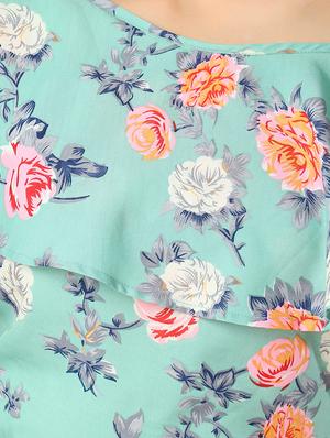 single cold shoulder floral top - 17371530 - Standard Image - 5