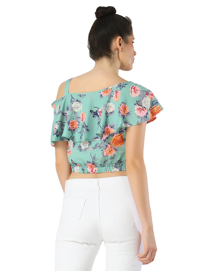 single cold shoulder floral top - 17371530 - Zoom Image - 3