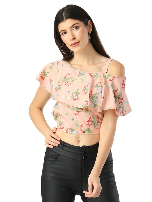 single cold shoulder floral top - 17371531 - Standard Image - 1