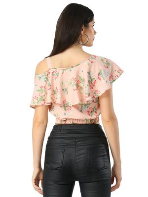 single cold shoulder floral top - 17371531 - Standard Image - 3