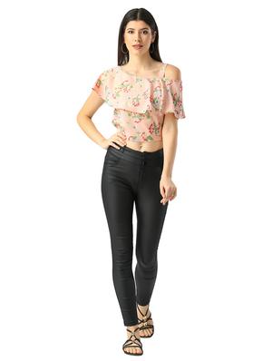 single cold shoulder floral top - 17371531 - Standard Image - 4