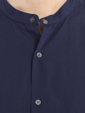 navy blue solid casual shirt - 17372547 - Standard Image - 5