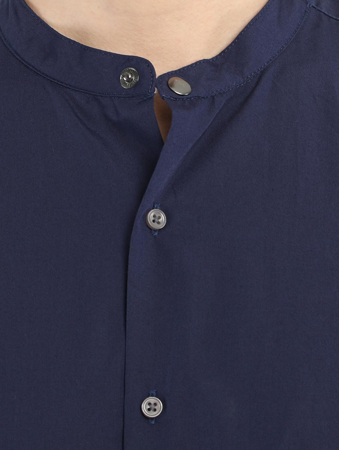 navy blue solid casual shirt - 17372547 - Zoom Image - 5