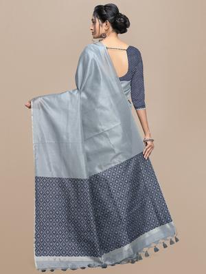 solid plain saree with blouse - 17372643 - Standard Image - 2