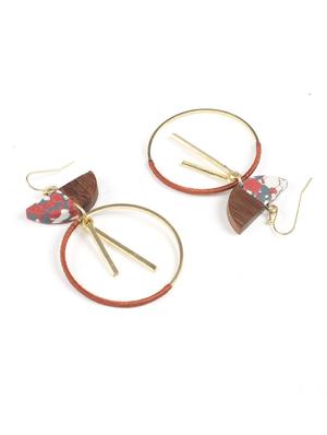 multi colored wood earring - 17372927 - Standard Image - 2