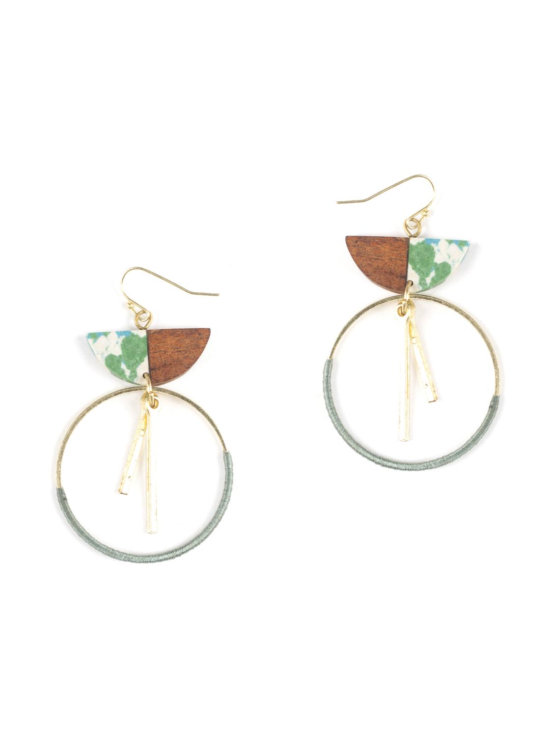multi colored wood drop earring - 17372928 - Zoom Image - 1