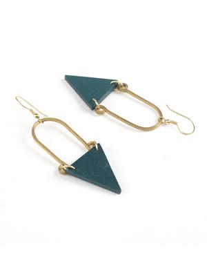 blue colored brass drop earring - 17372934 - Standard Image - 2