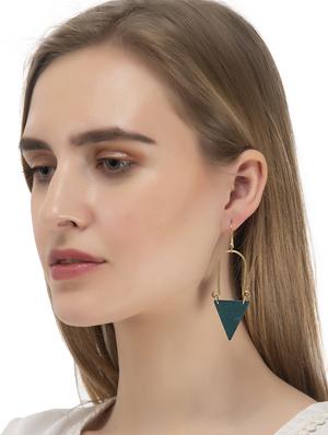 blue colored brass drop earring - 17372934 - Standard Image - 3