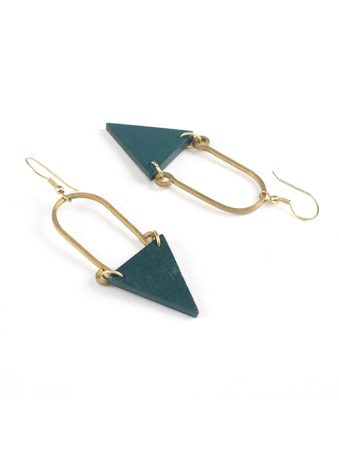 blue colored brass drop earring - 17372934 - Zoom Image - 2