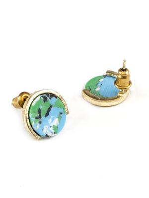 blue colored brass earring - 17372939 - Standard Image - 2