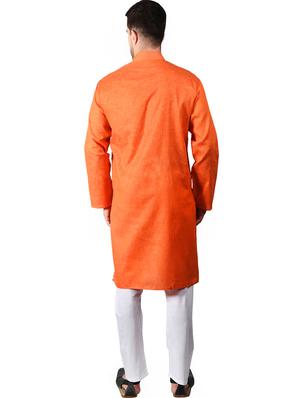 orange solid kurta pyjama set - 17373680 - Standard Image - 3