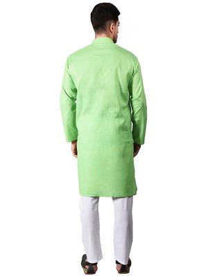 parrot green solid kurta pyjama set - 17373681 - Standard Image - 3